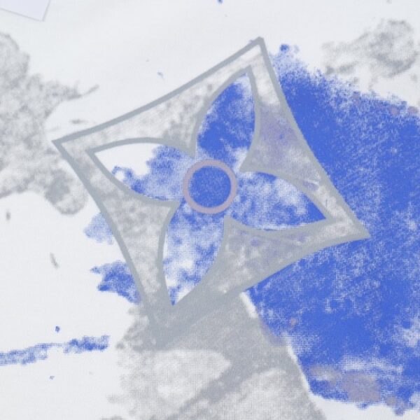 LV T-shirt White Blue Print