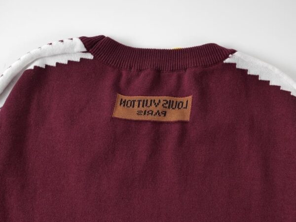 LV T-shirt Short-Sleeved Cotton Intarsia Crewneck