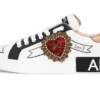 Calfskin Portofino sneakers with embroidery White
