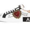 Calfskin Portofino sneakers with embroidery White