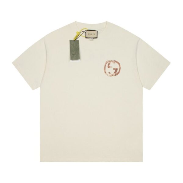 GG T-shirt Distressed Logo Beige