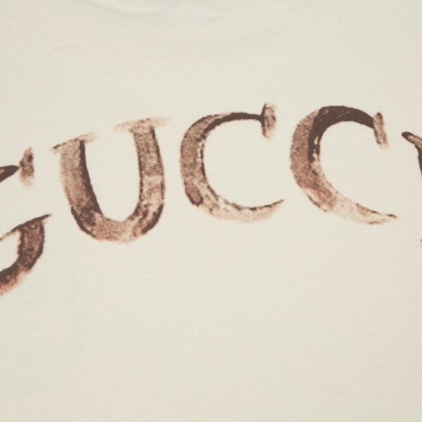 GG T-shirt Distressed Logo Beige
